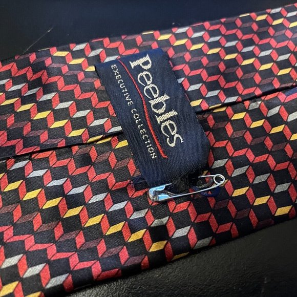 Peebles Exective Collection Men Tie Multi Color 100% Silk Nectie Handmade - Picture 7 of 10